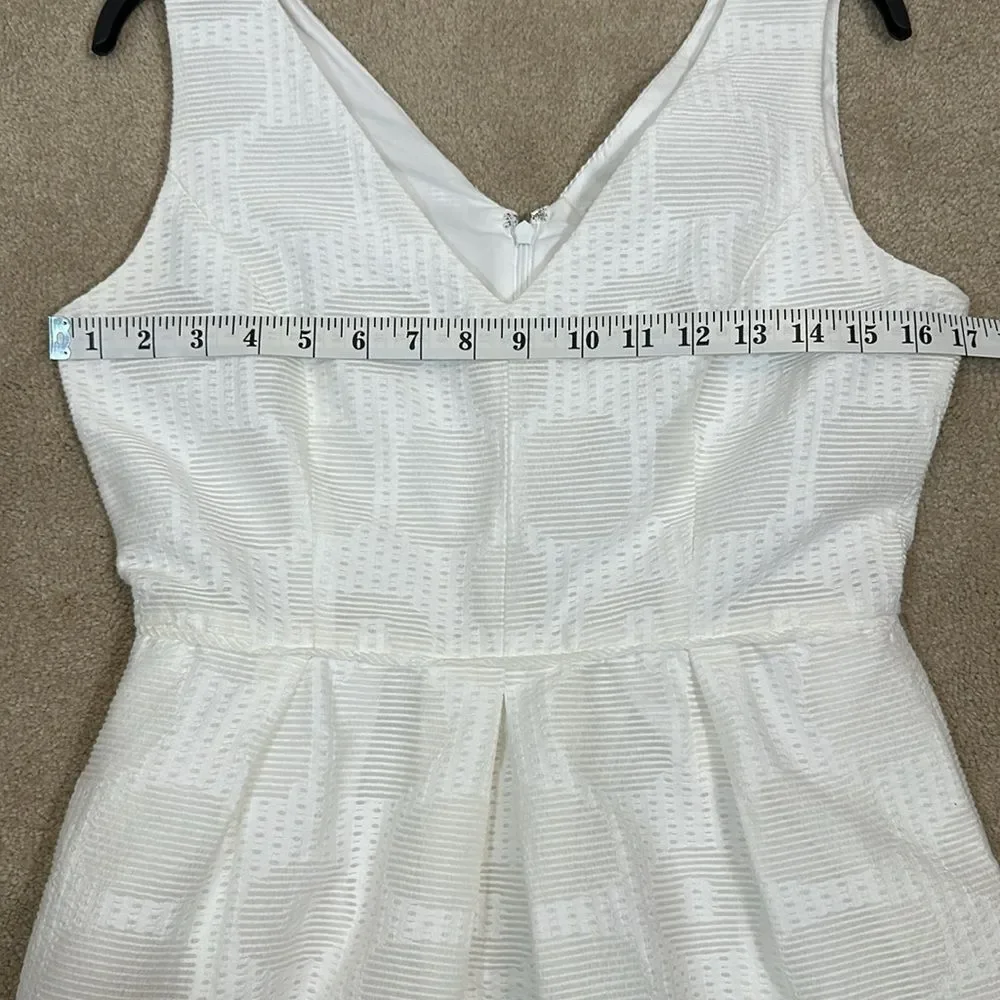 J Crew White Jacquard Mini Lined V-Neck Flirty Preppy Bridal Reception Dress 4